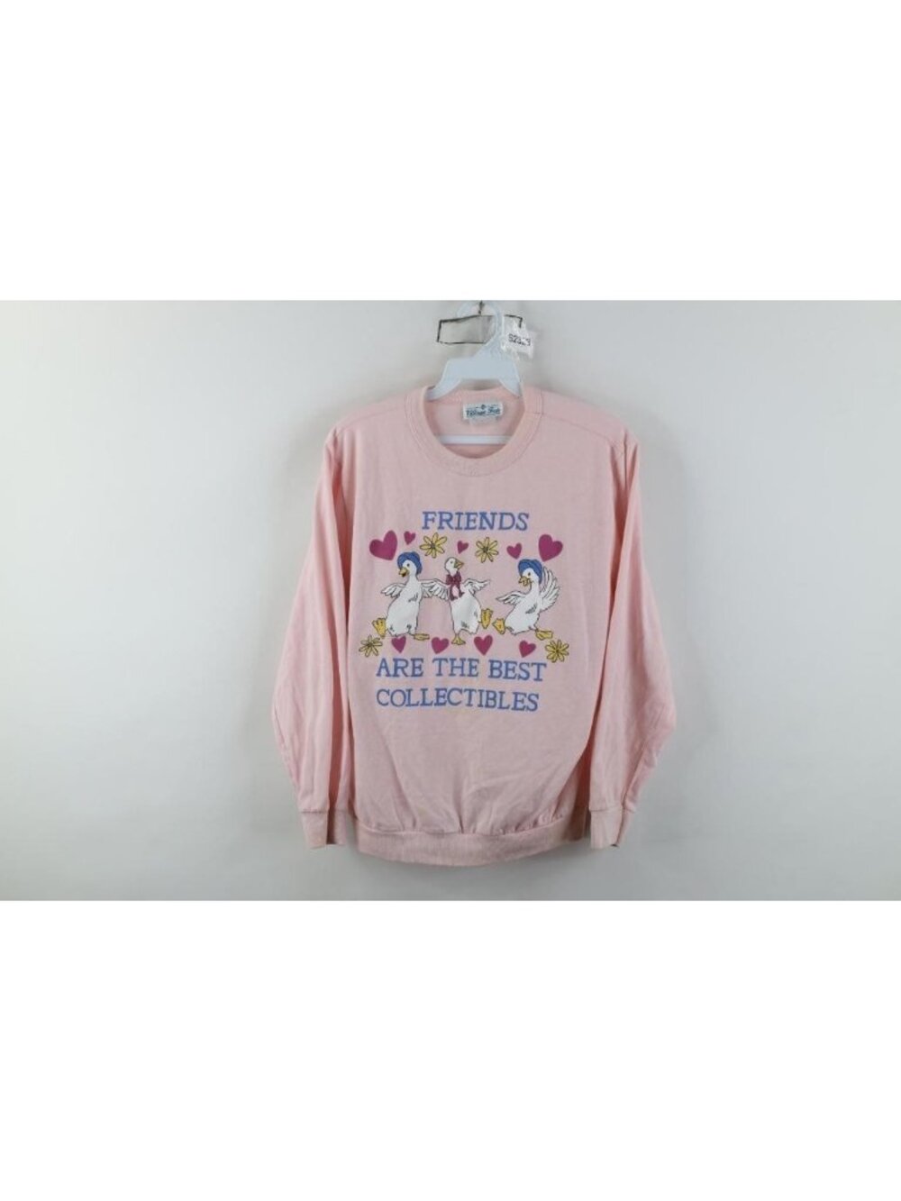 Vintage 90s Womens Large Distressed Friends Duck Heart Long Sleeve T-Shirt USA
